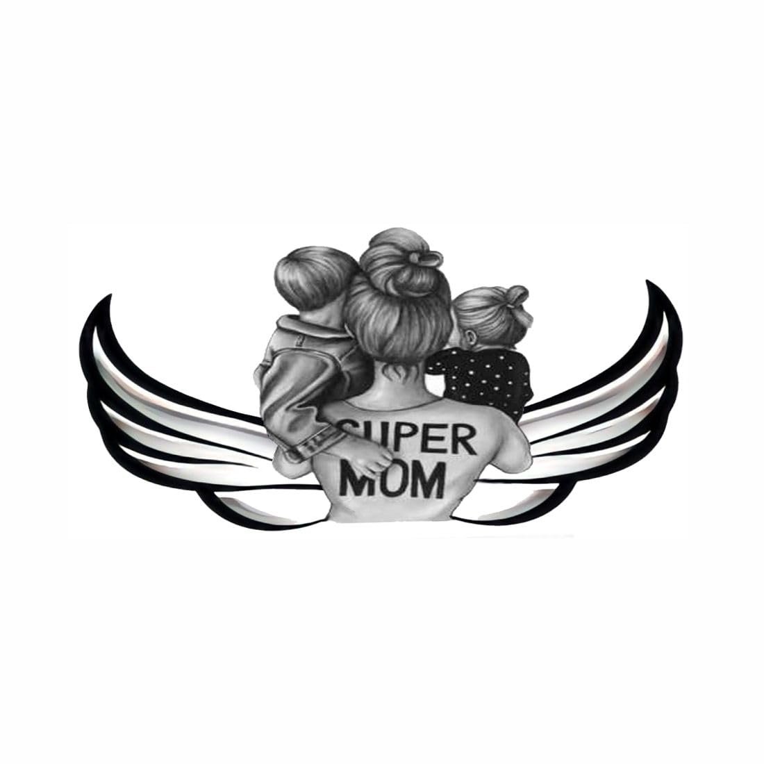 Ordershock Super Mom with Baby Tattoo - Waterproof Temporary Body Art for Moms - Perfect for Mother's Day, Baby Showers & Parenting Events