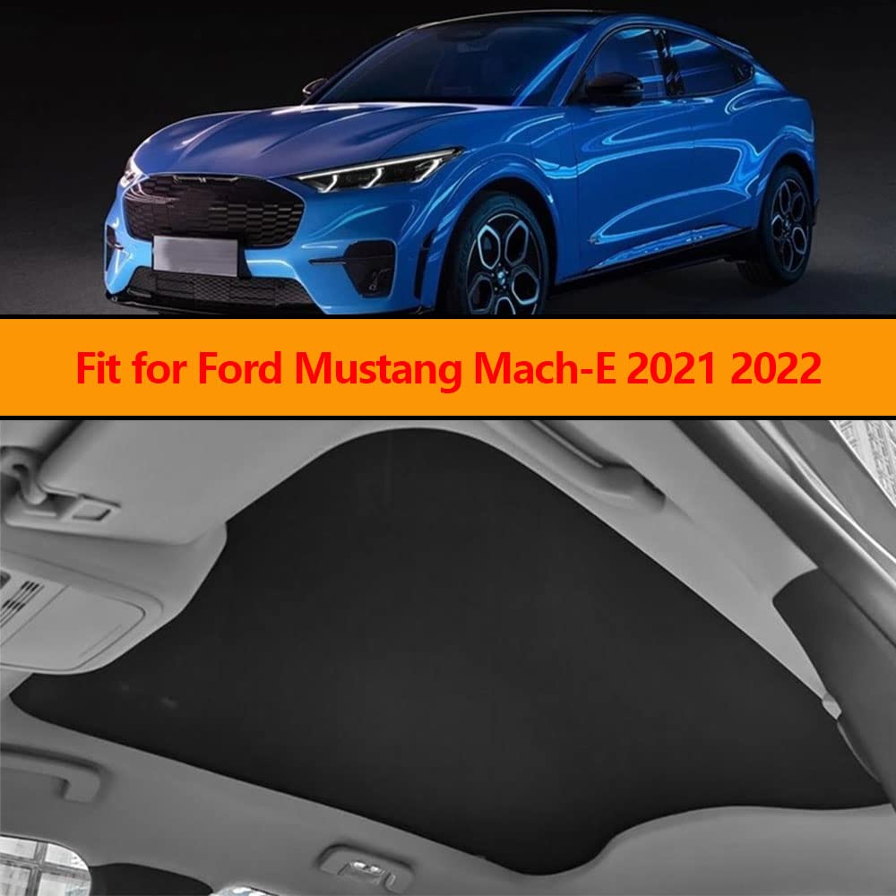 2021-2022 Ford Mustang Mach E Sunroof Sunshade Cover - Black Foldable Heat & UV Blocking Car Window Shade | Interior Sun Shield Accessory for Summer Driving & Parking Protection