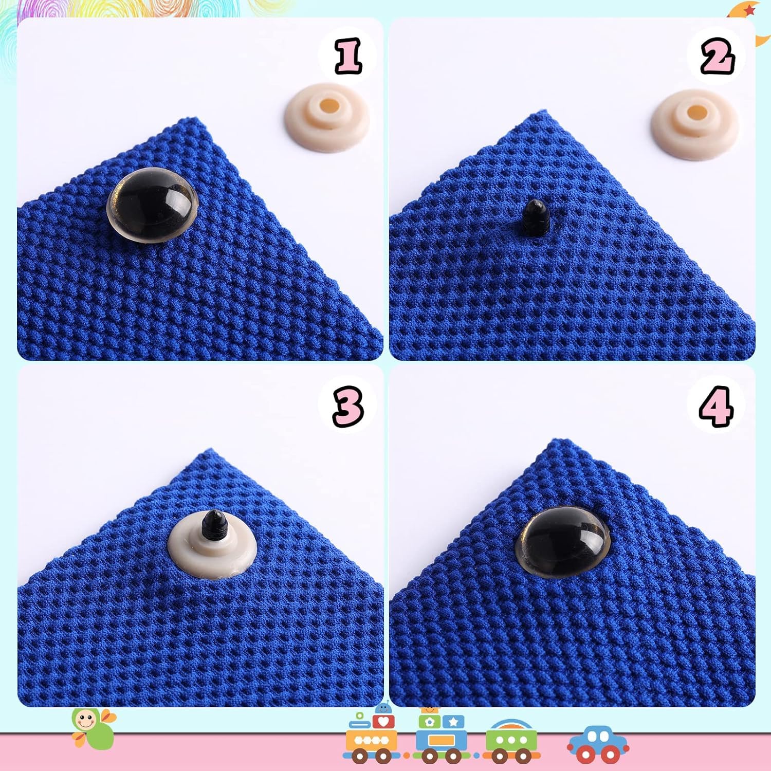 Reekei 360 Pcs Safety Eyes and Noses for Crocheting, 12-30mm Plastic Safety Eyes for Stuffed Animals, DIY Plush Toy Making Supplies, No Needle Required - Perfect for Amigurumi, Puppets, Bears, and Dolls