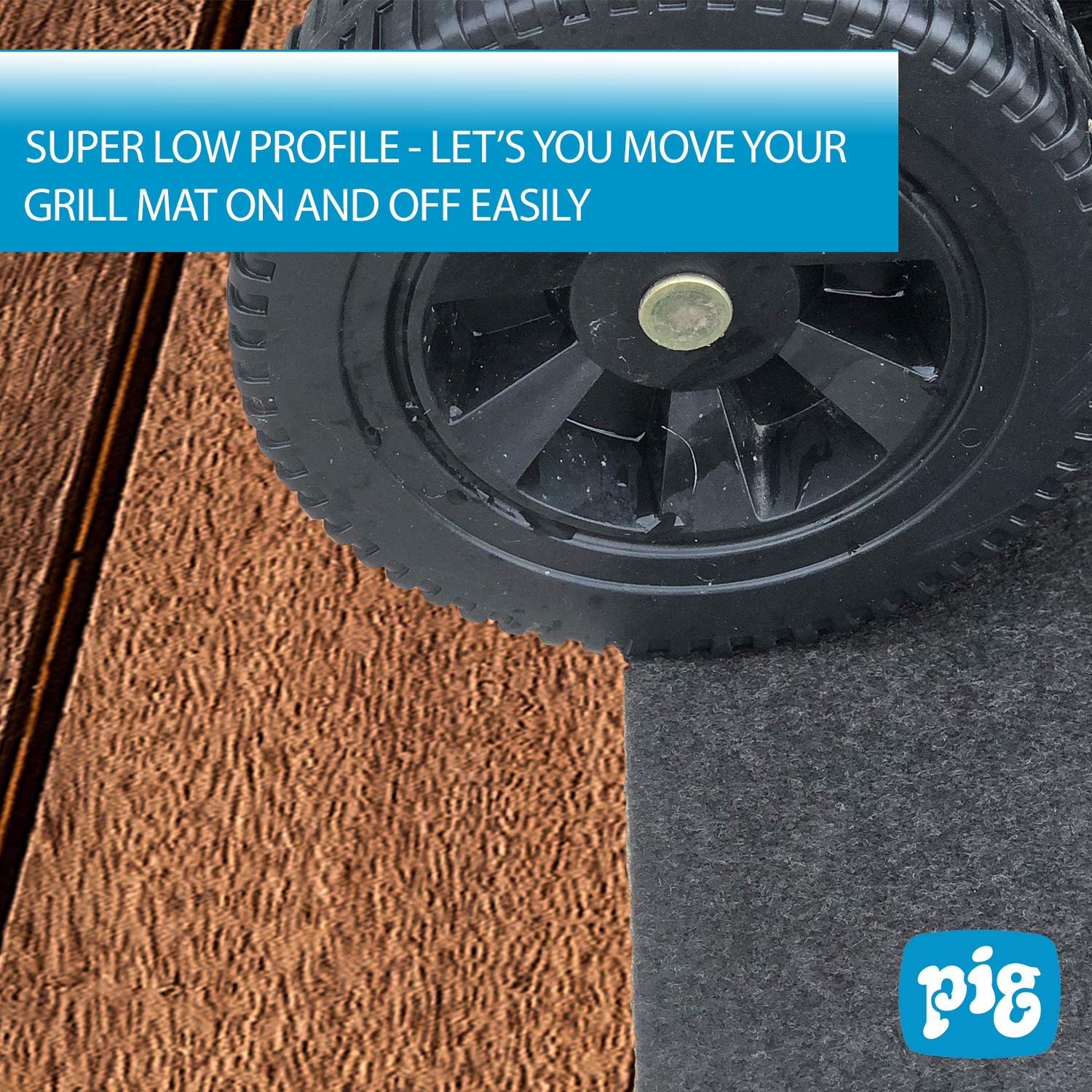 Premium PIG Home Solutions 3' x 5' Non-Slip Grill Mat for Deck - Heavy Duty Outdoor BBQ Grill Pad with Heat Resistance (Model PM50663) - Perfect for Patio, Backyard, and RV Cooking Protection