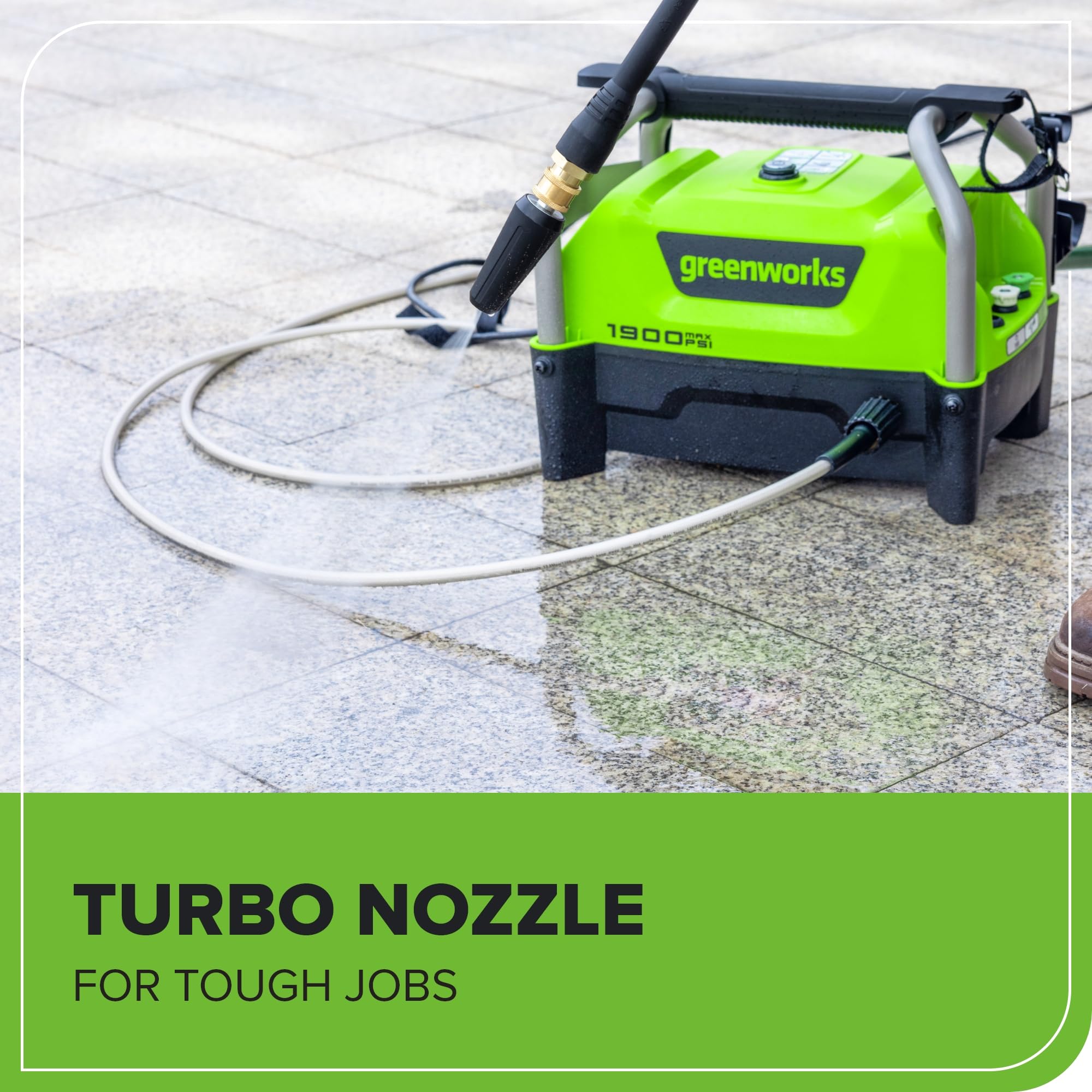 Greenworks 1900 PSI Electric Pressure Washer - 1.2 GPM, 13 Amp, Portable Power Cleaner for Cars, Driveways, Patios & Outdoor Cleaning (SGS Certified) | Ideal for Home, Garage, RV & Pool Area Maintenance
