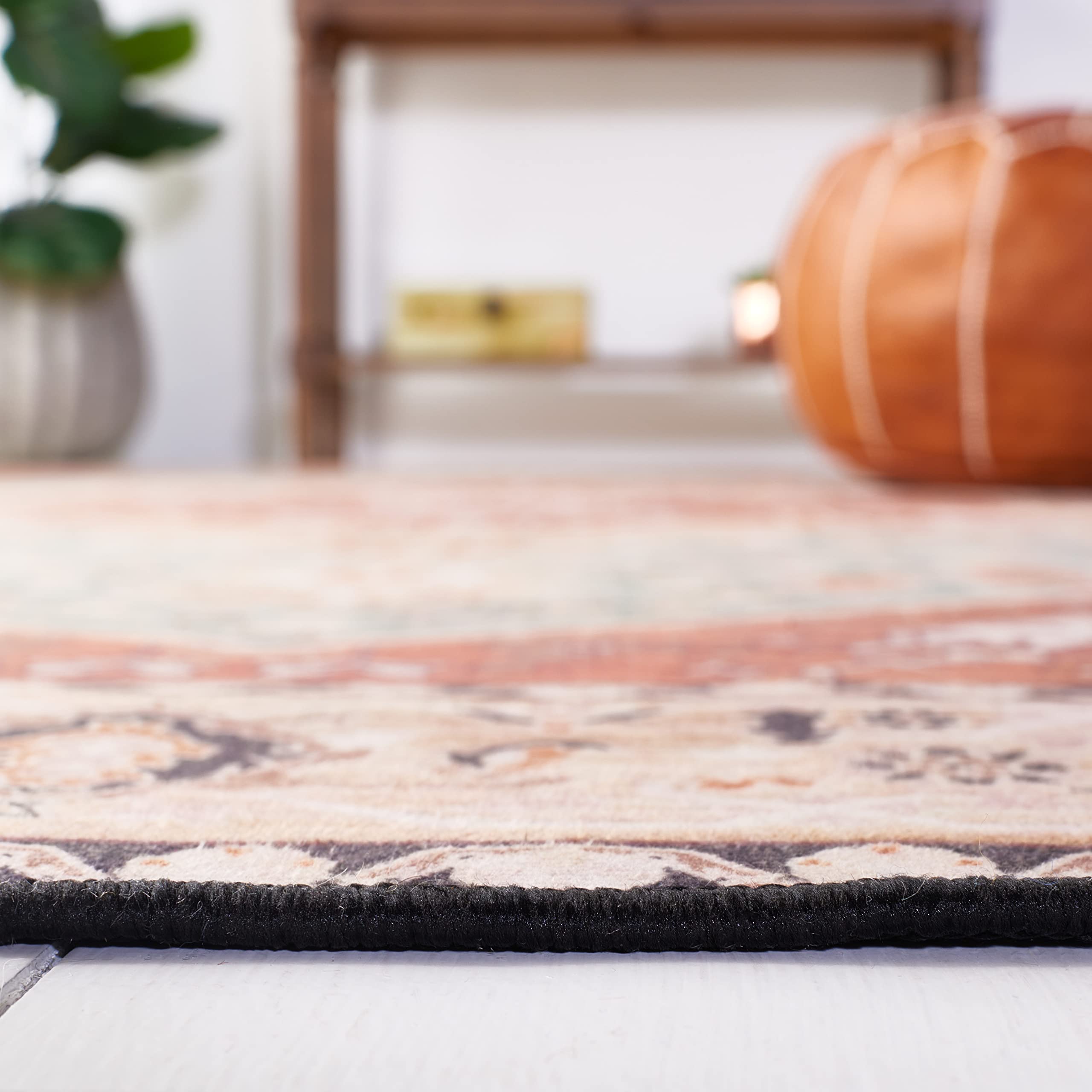 SAFAVIEH Tucson Collection 8' x 10' Area Rug - Aqua & Rust Persian Design, Non-Shedding Machine Washable, Slip Resistant for High Traffic Areas | Perfect for Living Room, Bedroom, Dining Room & Home Decor | Ideal for Modern Homes, Apartments & Office Spaces (TSN150J)