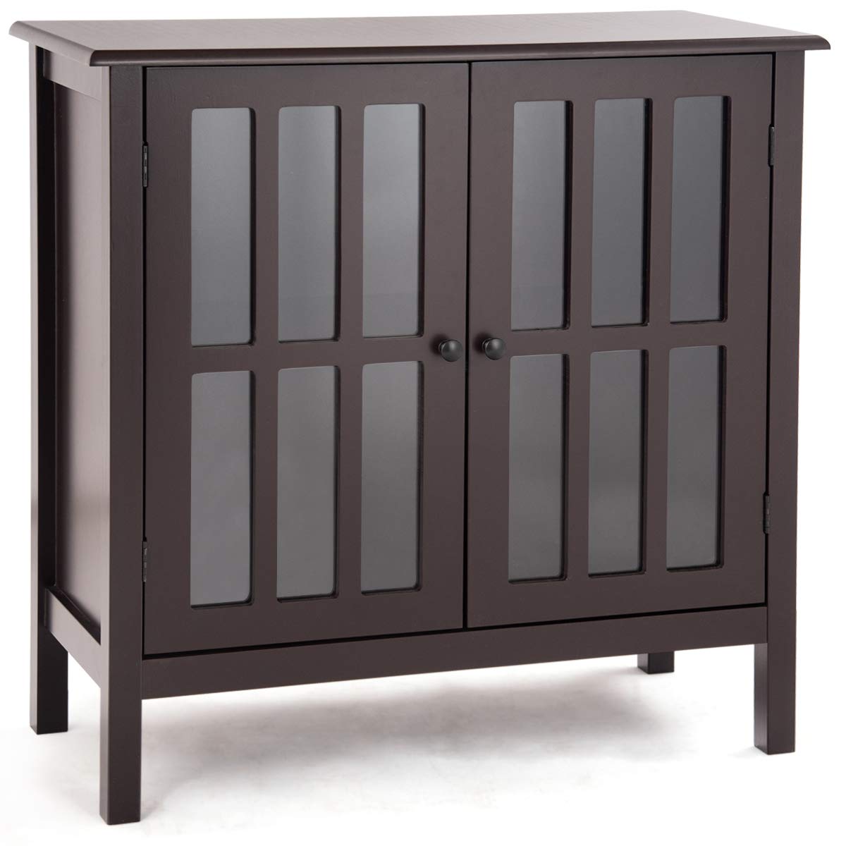 Tangkula Sideboard Buffet Storage Cabinet - 2 Glass Door Kitchen Cabinet for Dining Room, Liquor & China Display, Coffee Bar Console Table - Perfect for Home Kitchen Storage, Entertaining & Curio Collections
