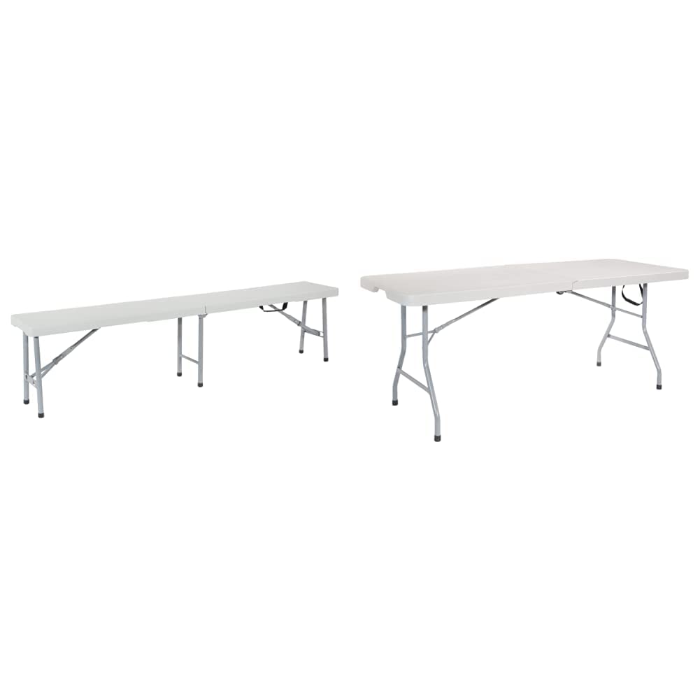 Office Star 6-Foot Resin Folding Bench & Portable Table - Heavy Duty, Space-Saving for Office, Events, and Outdoor Use