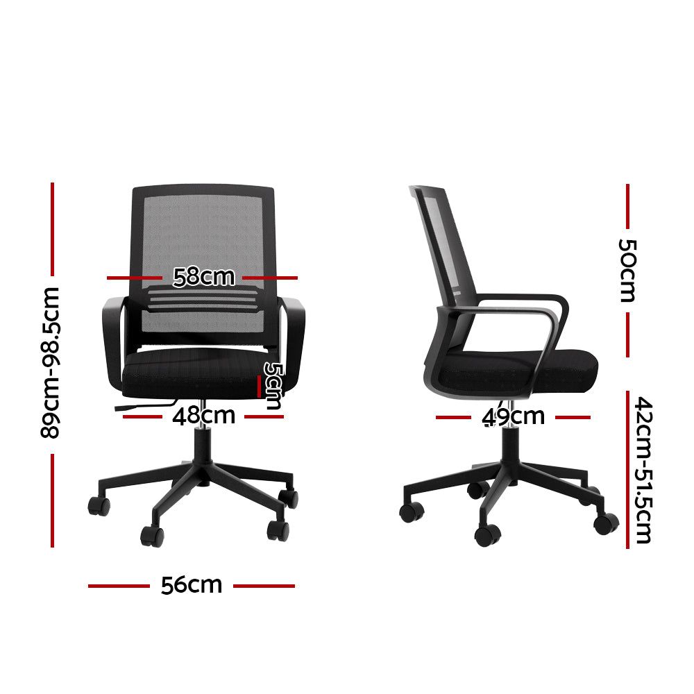 Ergonomic Mesh Office Chair - Adjustable Mid Back Computer Gaming Desk Chair for Work & Study - Breathable Black Mesh Design - Perfect for Home Office, Gaming Setup & Workspace