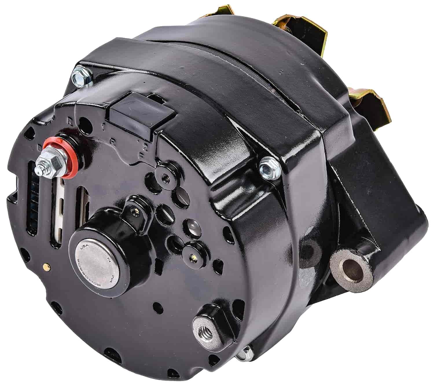 JEGS 1-Wire GM Alternator 100 Amp - High Performance Black Finish Alternator with Internal Regulator | 12 Volt GM 10si Style | Includes Single Groove V-Belt Pulley & Fan | Made in USA | Perfect for Classic Car Restoration, Hot Rods & Off-Road Vehicles