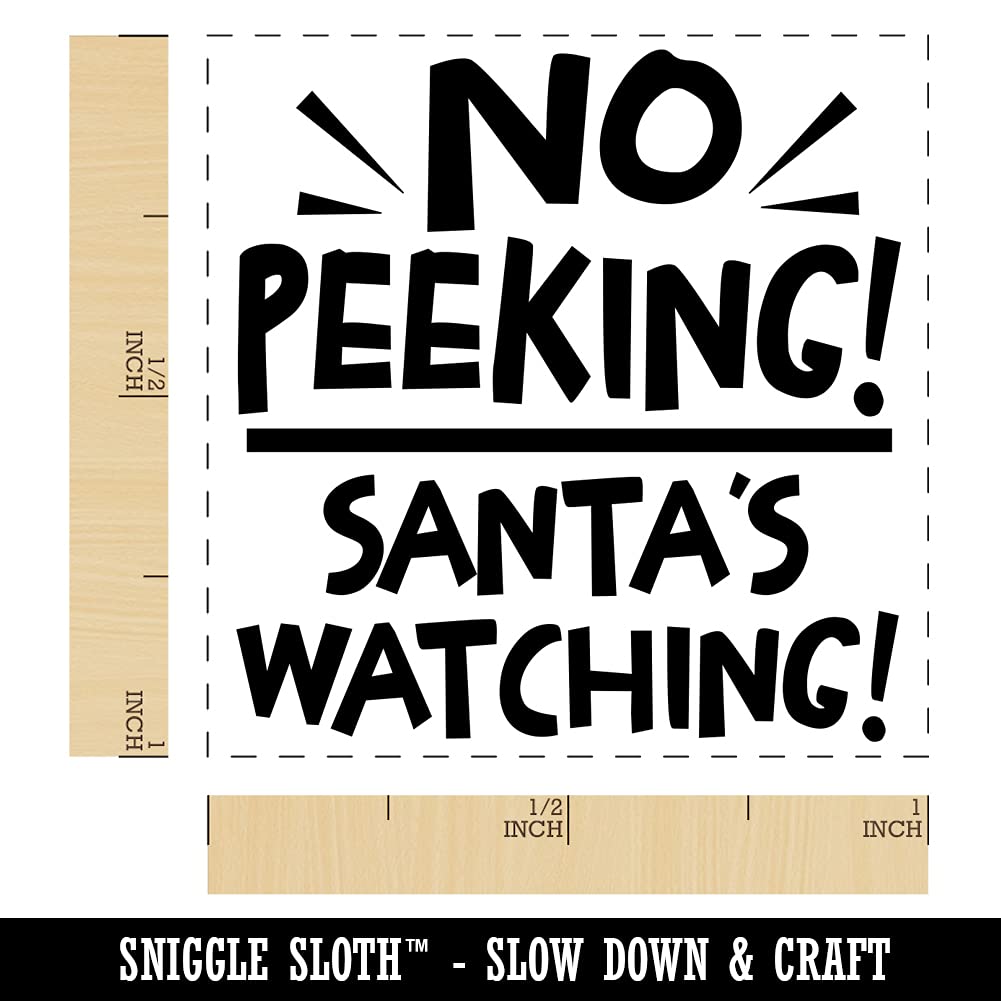 Santa's Watching Christmas Self-Inking Rubber Stamp - 1 Inch Small Red Ink Stamp for Holiday Cards, Gifts & Crafts - No Peeking Santa Stamp