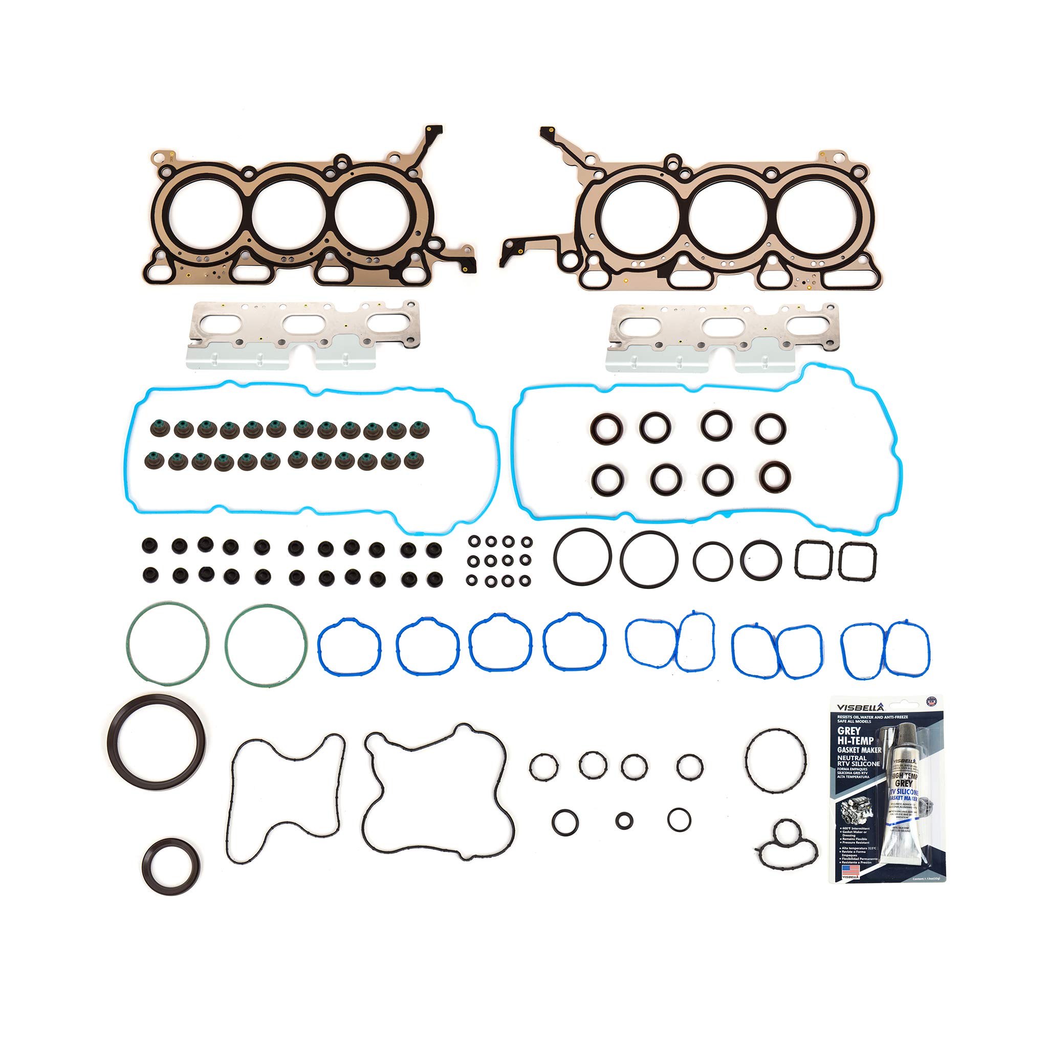Full Gasket Set Compatible with 2007-2012 Ford Lincoln CX-9 Edge 3.5L V6 DOHC 24V Engine - Complete Seal Kit for Valve Cover, Intake & Exhaust Manifold - Perfect for Engine Repair & Maintenance