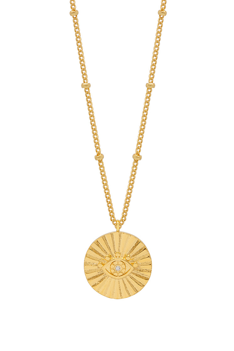 Boho Eye Coin Necklace - Handmade Bohemian Evil Eye Jewelry for Women - Perfect for Layering, Festivals, and Everyday Boho Style