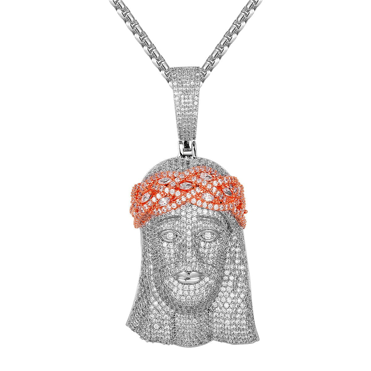 Jesus Marquise Stone Two Tone Rose Gold Religious Pendant Necklace - Elegant Christian Jewelry for Women, Perfect for Church, Weddings & Daily Wear