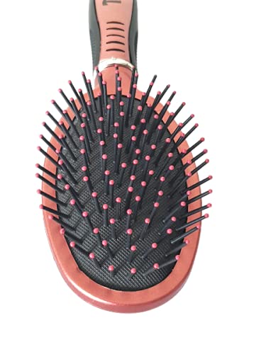 Flat Oval Plastic Hair Brush Set - Blue, Silver & Brown for Hair Styling & Detangling - Perfect for Home, Salon & Travel Use