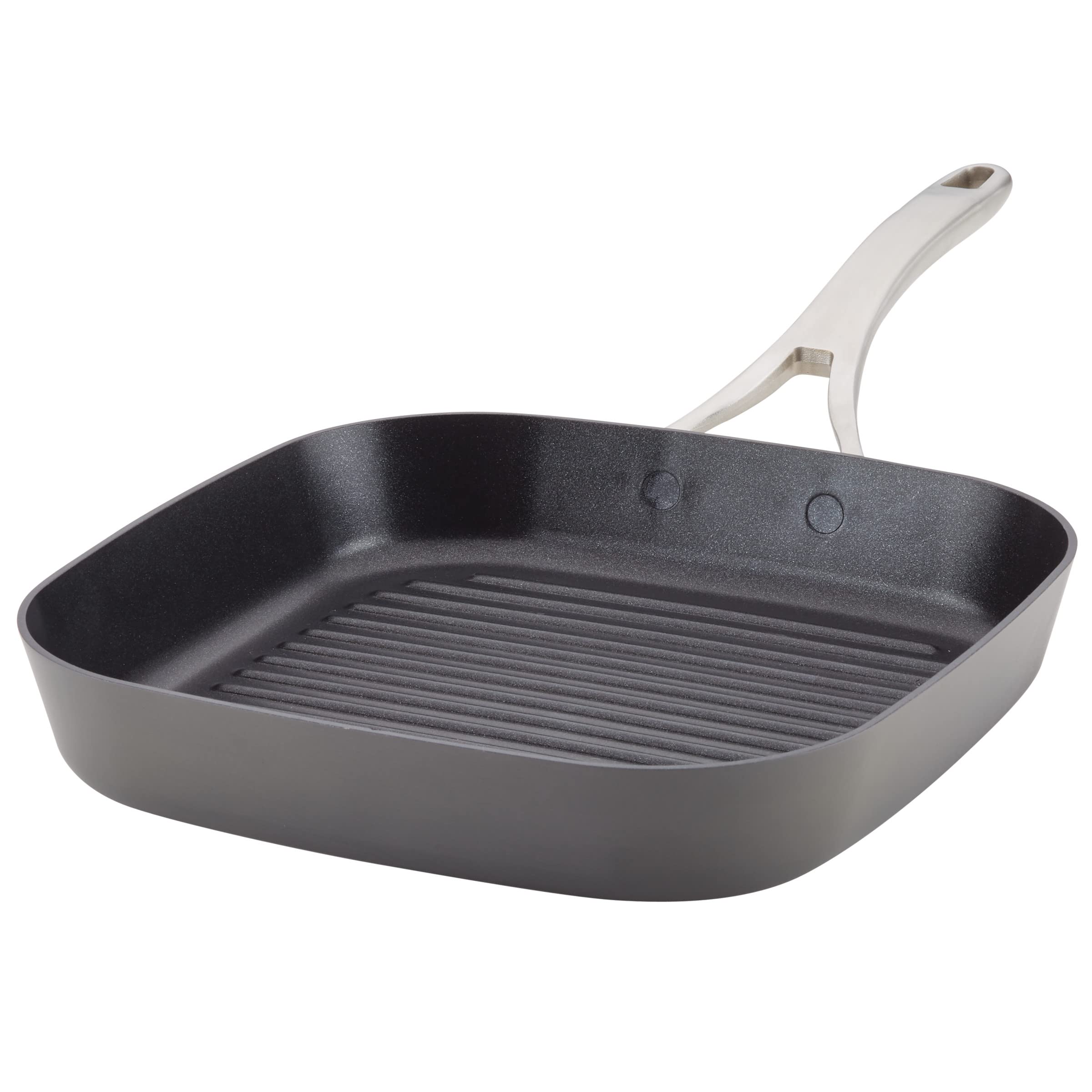 Anolon Allure 11-Inch Hard Anodized Nonstick Deep Square Griddle Pan & Grill - Dark Gray | Perfect for Indoor/Outdoor Cooking, Grilling, Searing & Serving Steaks, Burgers & Breakfast Foods