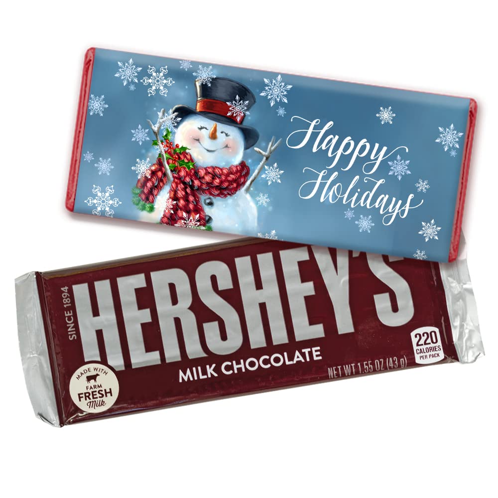 Personalized Christmas Chocolate Bars with Red Foil - 12 Pack Holiday Candy Favors for Parties, Stocking Stuffers & Gift Giving