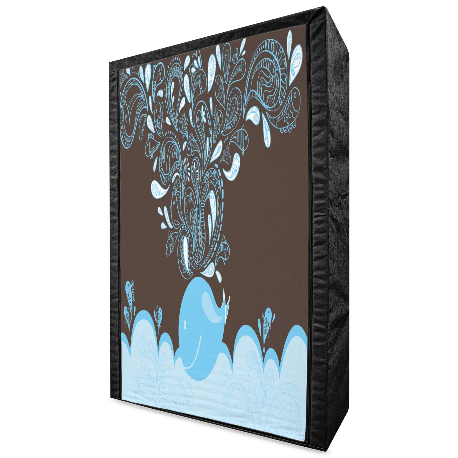 Ambesonne Portable Fabric Wardrobe with Whale Ocean Bubbles Cartoon Design - 42.5
