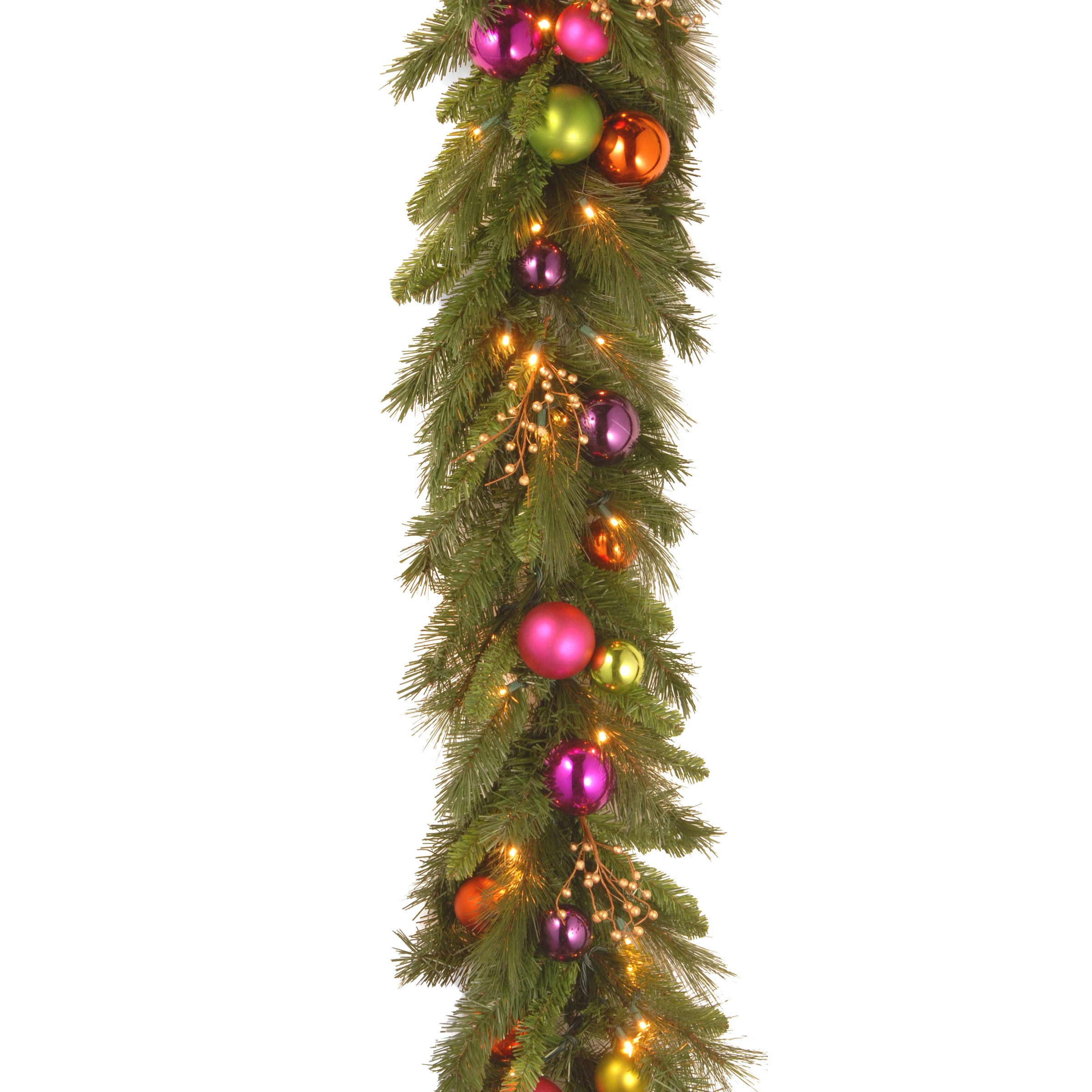 6 ft. Pre-Lit Kaleidoscope Garland with Warm White LED Lights - Perfect for Christmas Tree Decor, Holiday Party, and Indoor/Outdoor Home Decoration