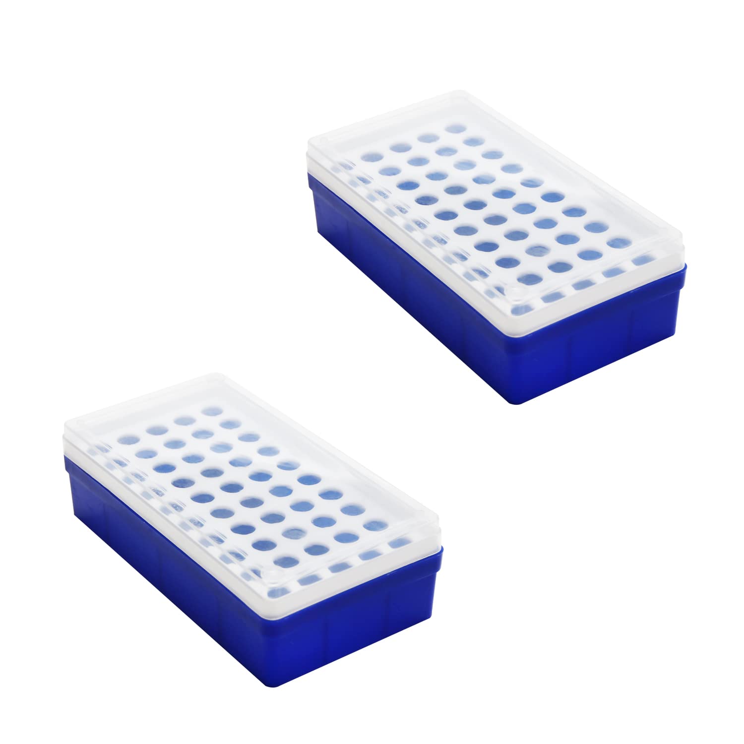 Othmro 2Pcs Acrylic Test Tube Rack Holder - 50-Well Centrifuge Tube Stand, Plastic Lab Organizer for Science Experiments, Classroom & Party Decorations (Blue) - Perfect for Laboratories, Schools & DIY Craft Projects