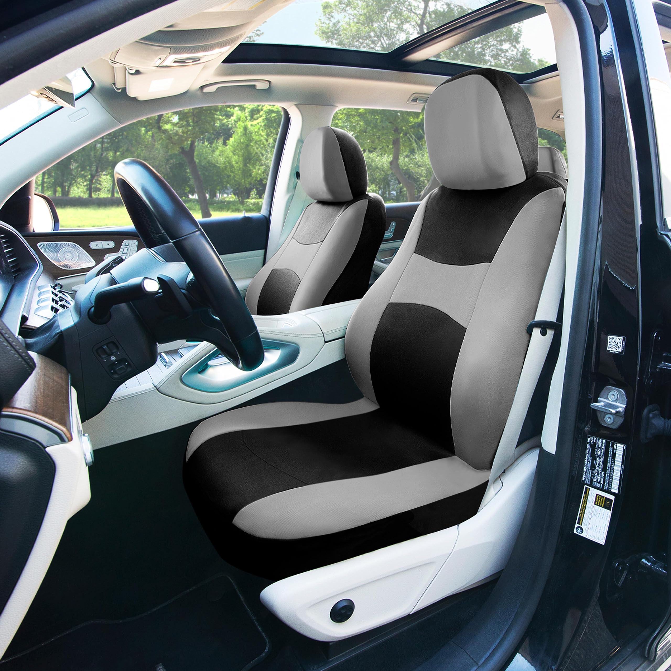 TLH Automotive Seat Covers - Lightweight Breathable Flat Cloth Full Set Car Seat Protectors (Gray) | Airbag Compatible & Split Rear Design | Universal Fit for Cars, Trucks & SUVs | Perfect for Road Trips, Daily Commutes & Family Travel