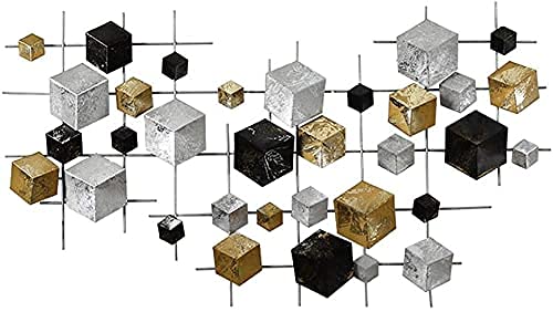 Large Metal Wall Art Decor - Abstract 3D Geometric Wall Sculpture, Modern Home & Office Decoration (35.8x20 Inch) - Perfect for Living Room, Bedroom, Entryway & Office Spaces