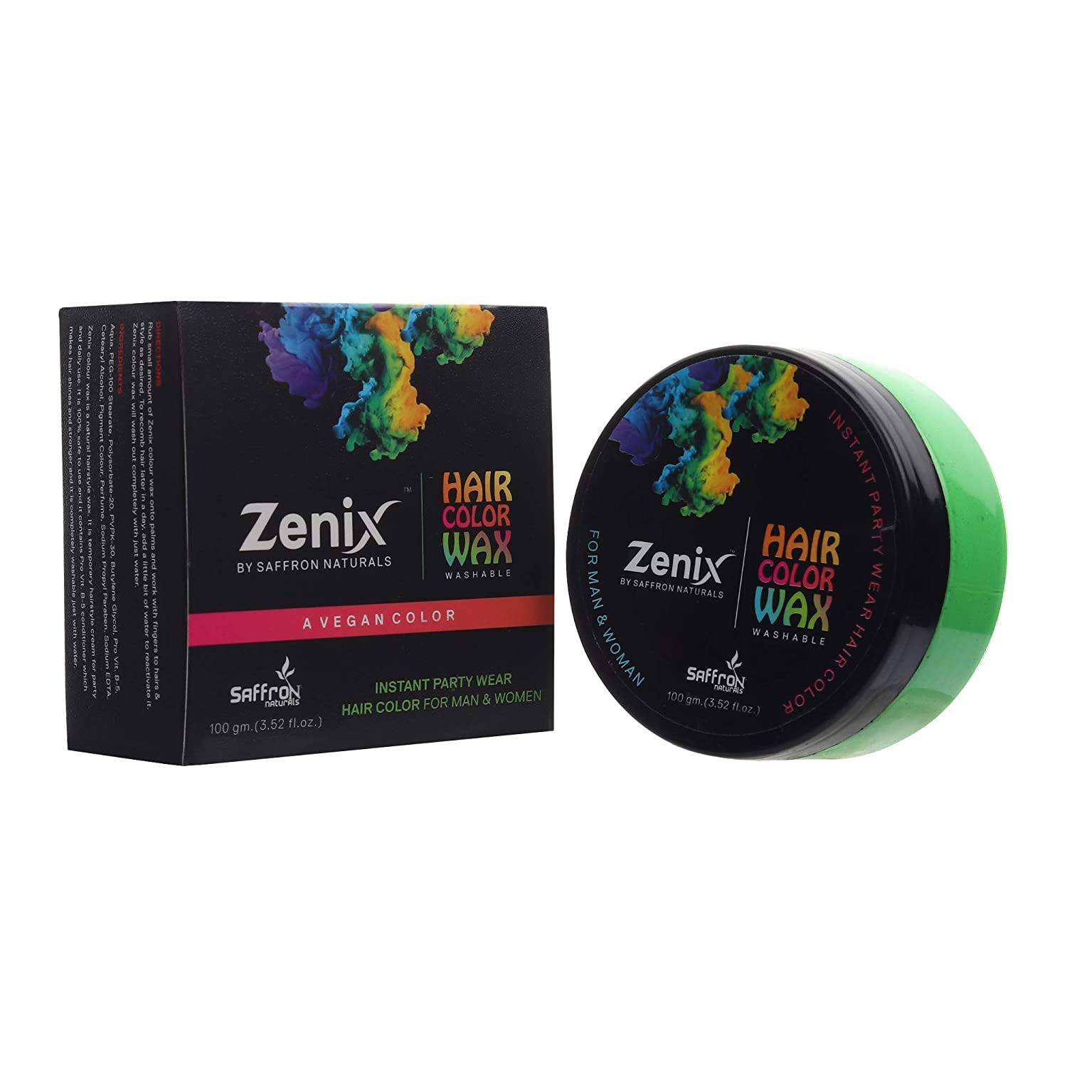 Zenix Temporary Hair Color Wax - Washable Instant Hair Dye for Men & Women (Green, Pack of 2, 200g) | Quick Styling for Parties, Halloween & Cosplay