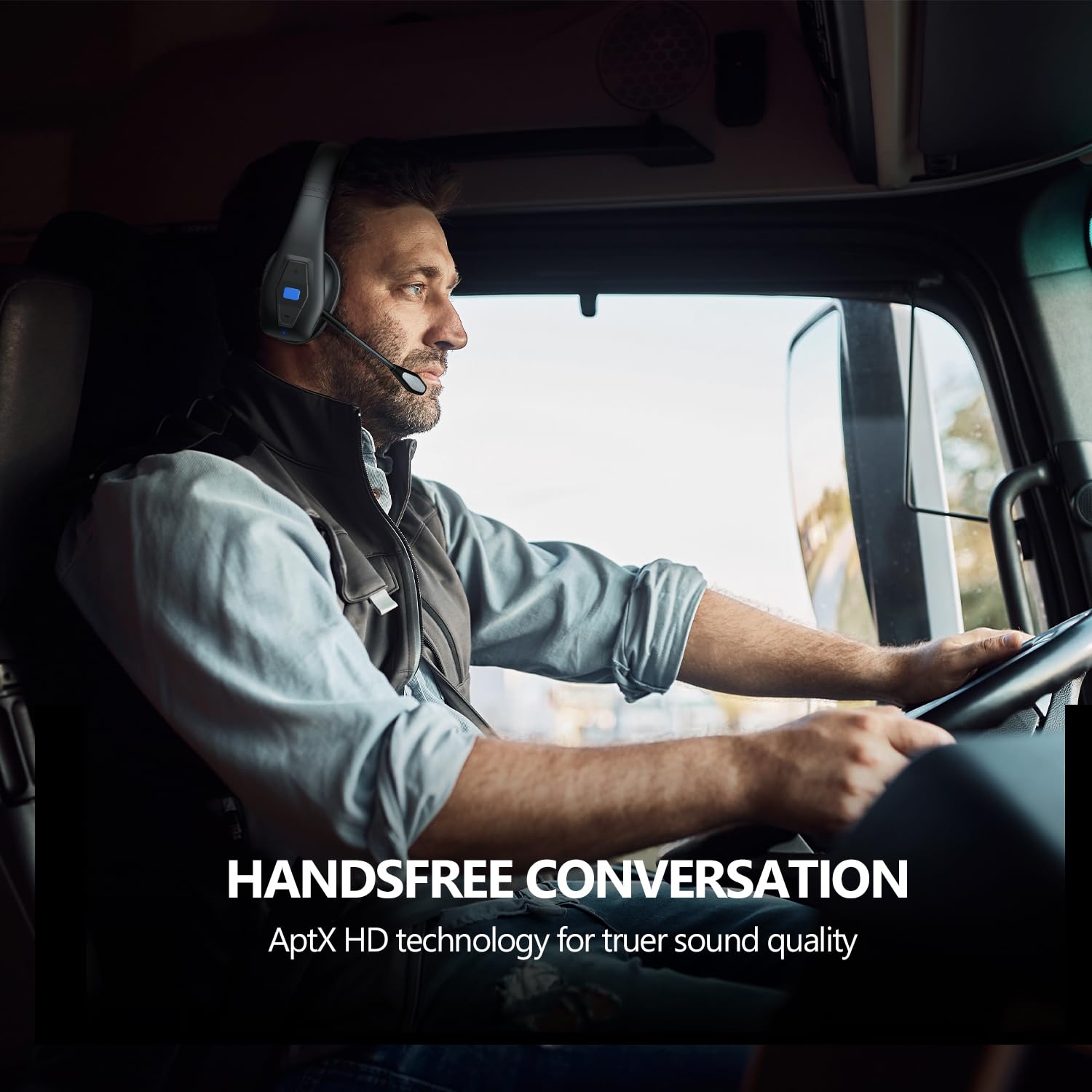 Conambo 2024 Upgraded Bluetooth Headset with Microphone - Trucker Headset with CVC8.0 Dual Mic Noise Cancelling & Mute Button, 35 Hours HD Talktime Wireless Headphones for Drivers, Home Office, Online Meetings & Gaming
