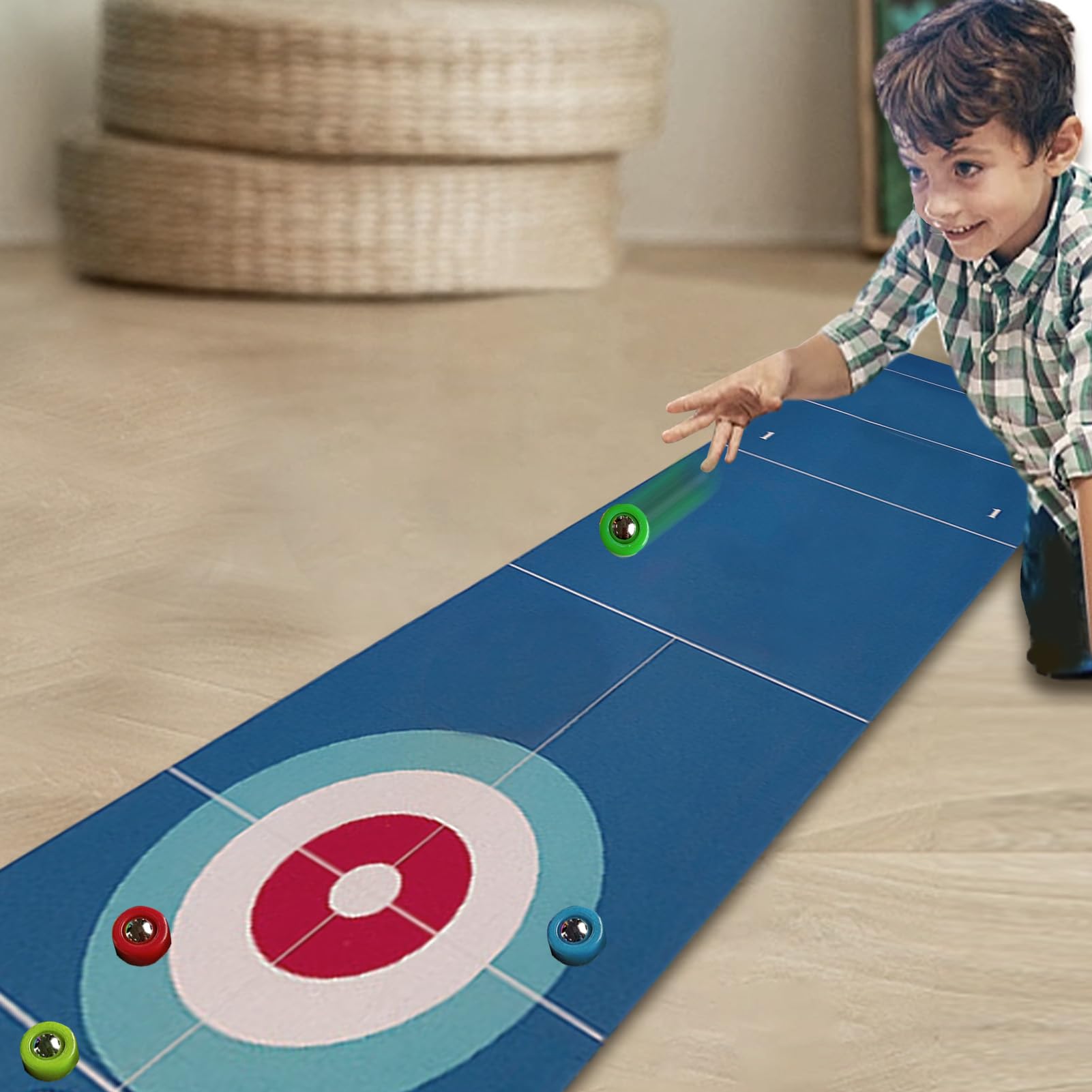 3-in-1 Tabletop Game Set - Curling, Shuffleboard & Bowling Board Game | Portable Family Fun for Indoor & Outdoor | Perfect for Picnics, Travel, Backyard Parties & Tailgating