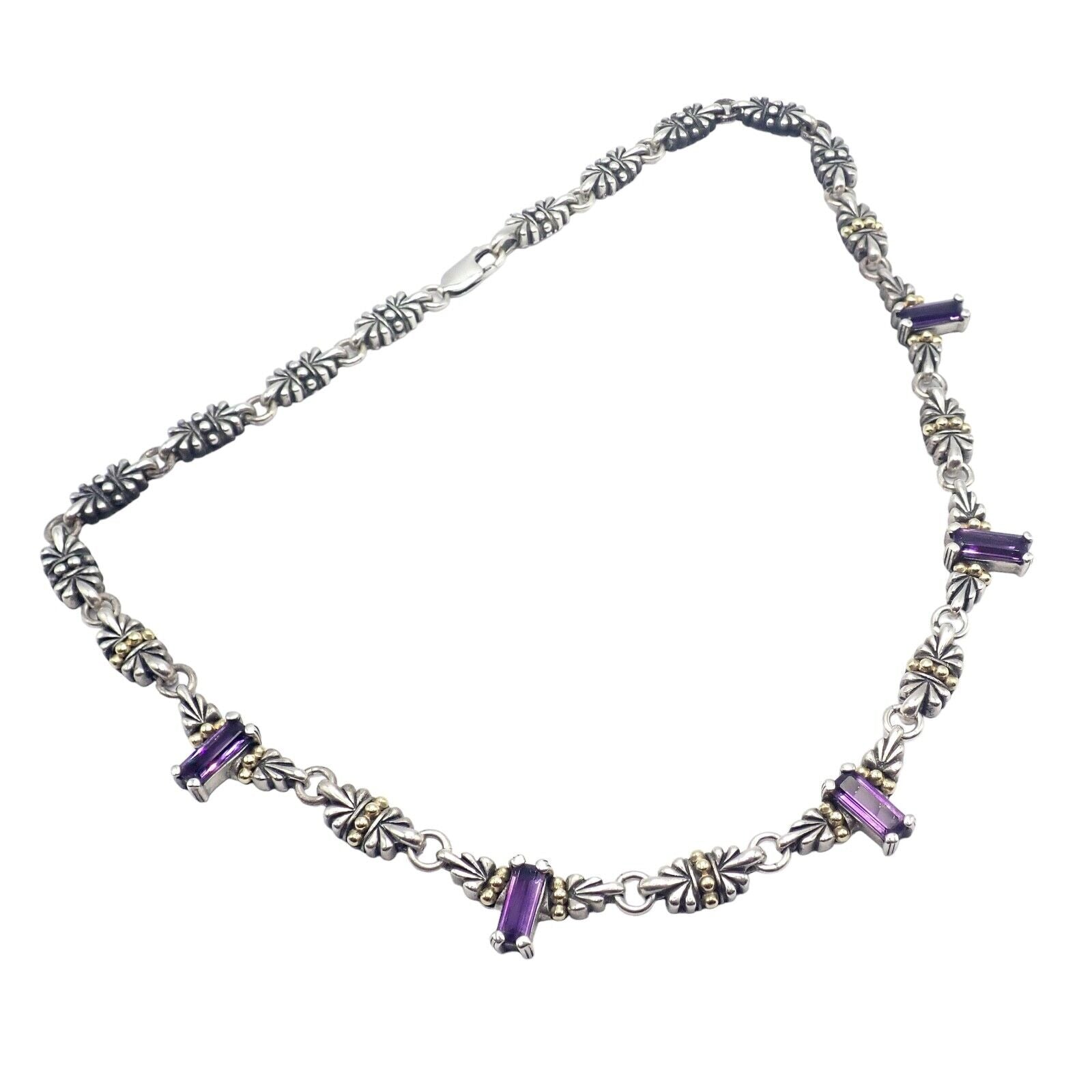 Authentic Lagos Caviar Silver & 18k Yellow Gold Amethyst Necklace | Elegant Jewelry for Women | Perfect for Weddings, Parties & Special Occasions