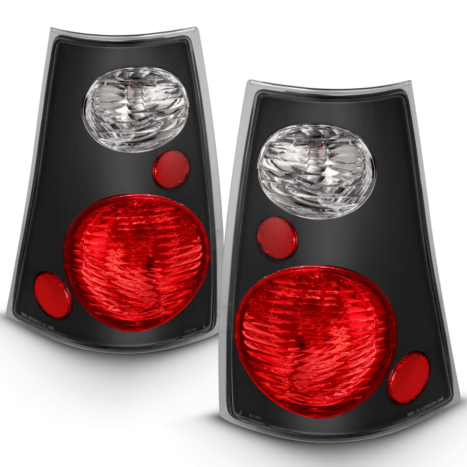 AmeriLite Black Replacement Brake Tail Lights Set for 2001-2005 Ford Explorer Sport Trac - Left & Right Side - Durable LED Lights for Improved Visibility & Safety at Night Driving