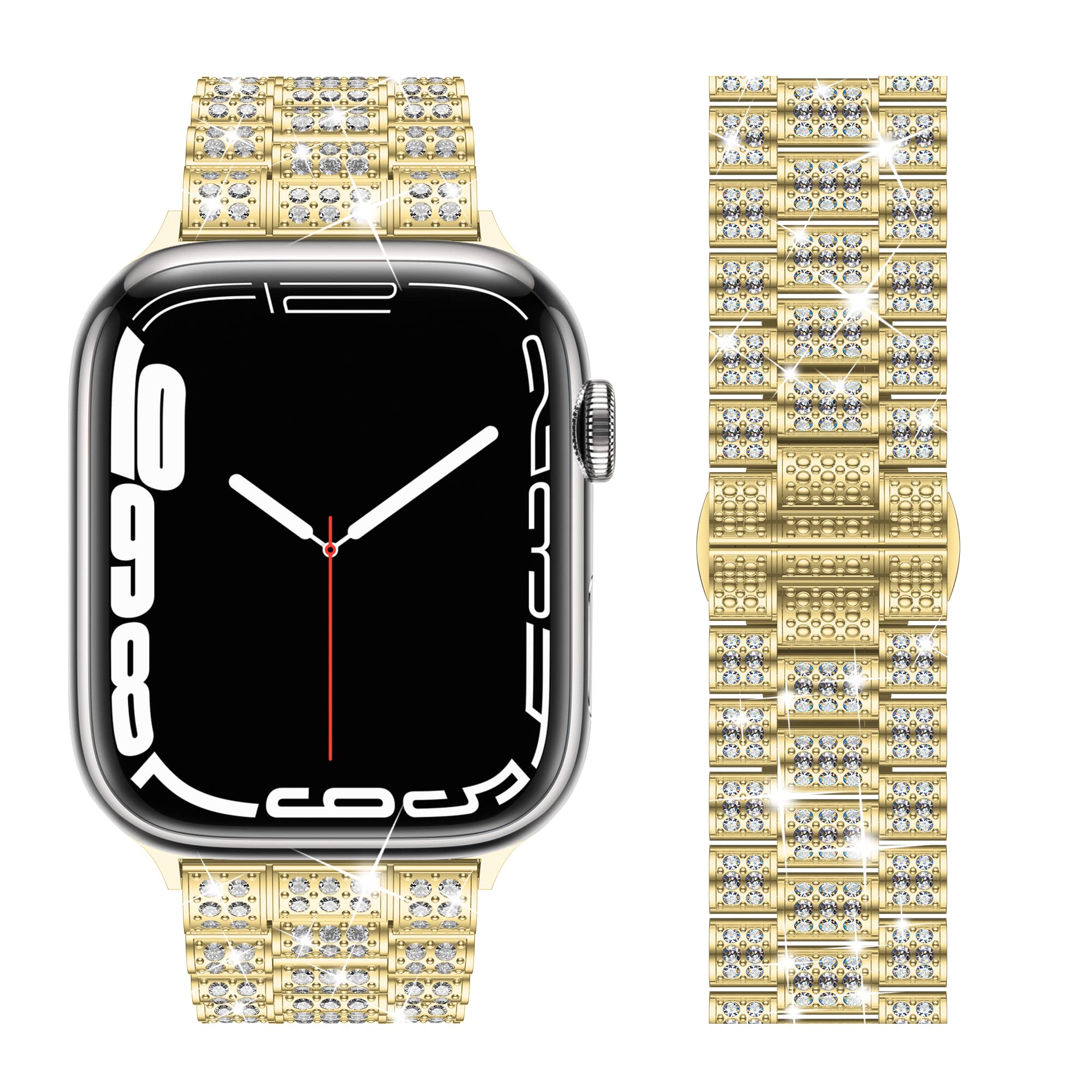 Luxury Diamond Metal Apple Watch Band for Women - Compatible with Series 10/9/8/7/6/SE/5 & All Sizes 38mm-49mm | Elegant Bling iWatch Accessory for Parties, Work & Everyday Wear