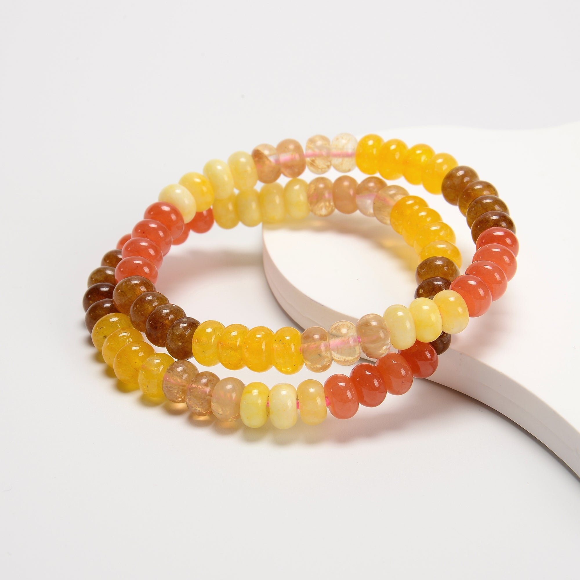 Multi-Color Dyed Jade Smooth Rondelle Beaded Bracelet - 5x8mm Beads, 7.5