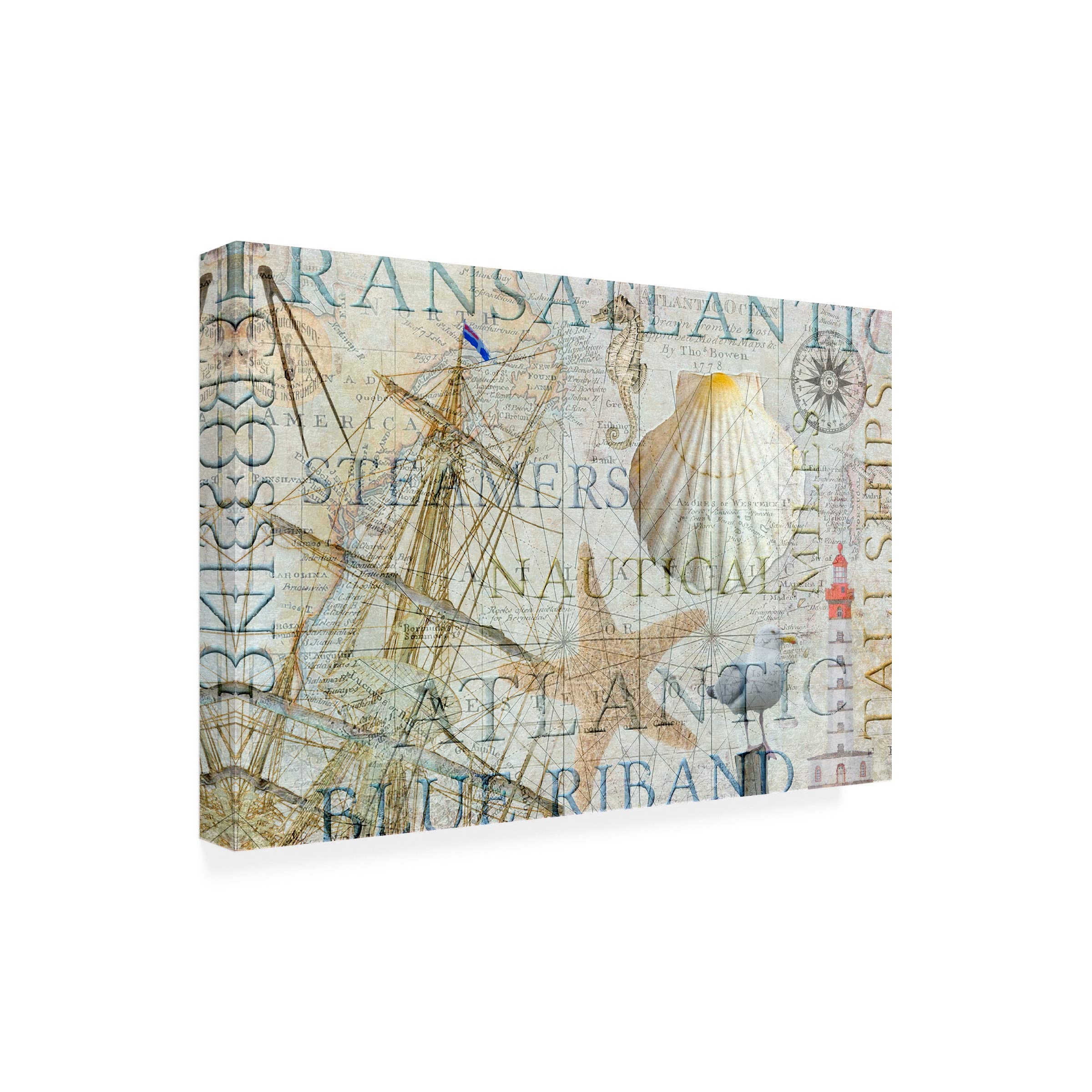 Trademark Fine Art 'The Atlantic' Canvas Wall Art by Cora Niele - Stunning Ocean Painting for Living Room, Bedroom & Office Decor