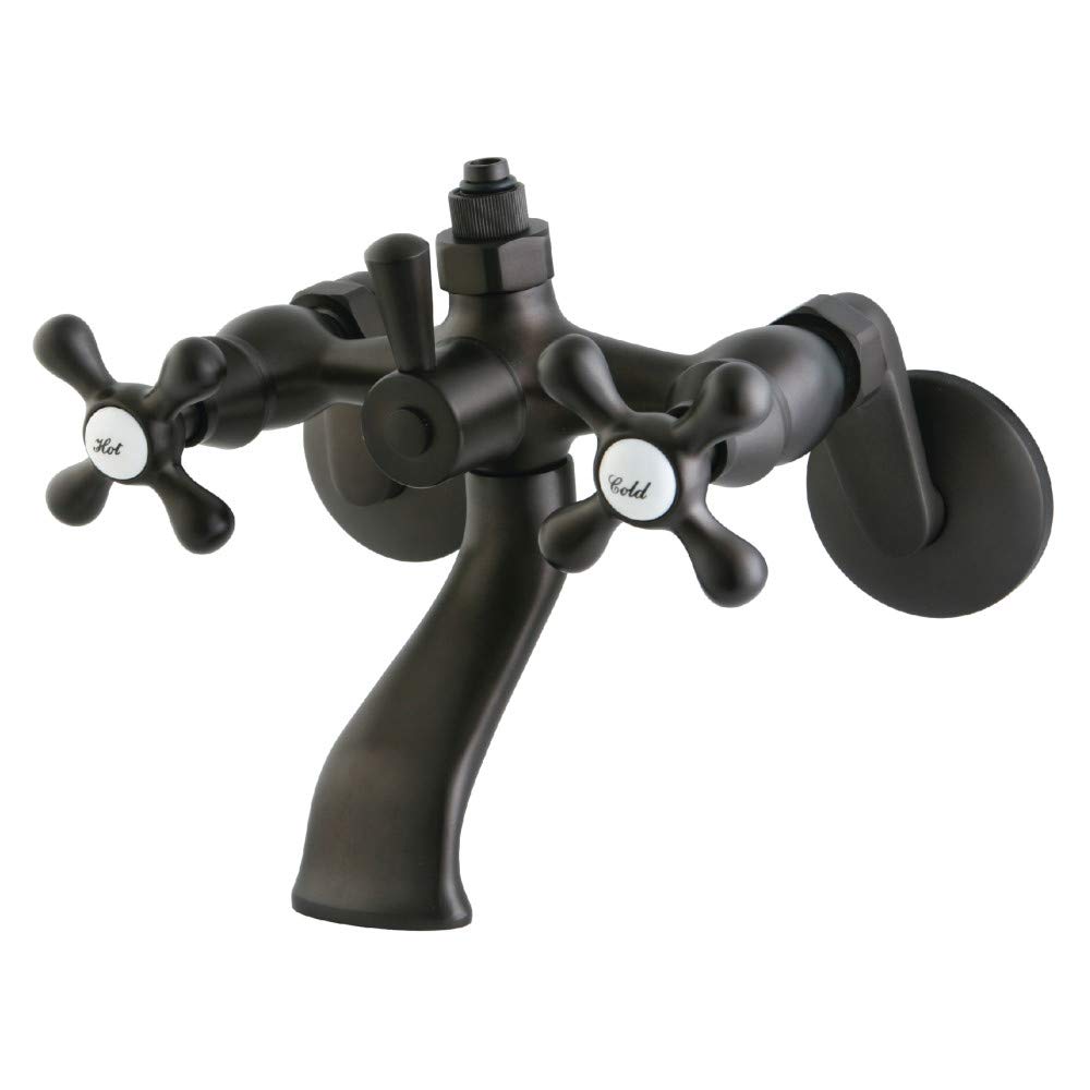 Kingston Brass CC2665 Vintage Wall Mount Tub Faucet with Riser Adapter - Oil Rubbed Bronze Finish for Bathroom & Clawfoot Tubs | Classic Design for Traditional & Farmhouse Style Homes