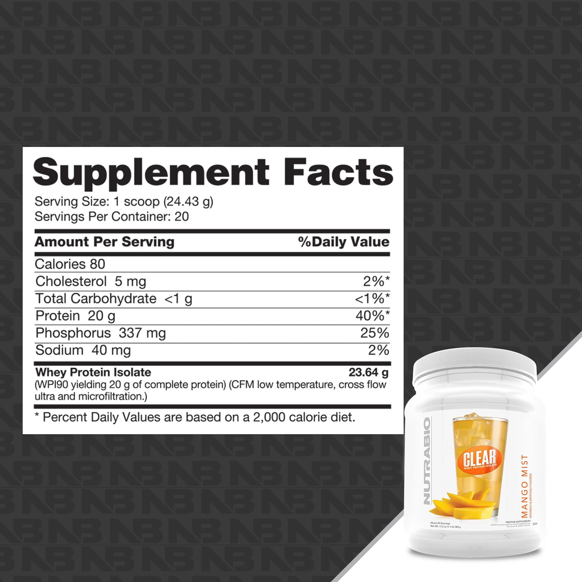 NutraBio Clear Whey Isolate Protein Powder - Refreshing Mango Mist Flavor, Zero Sugar, No Foam, No Milky Taste - 20 Servings for Post-Workout Recovery & Healthy Lifestyle