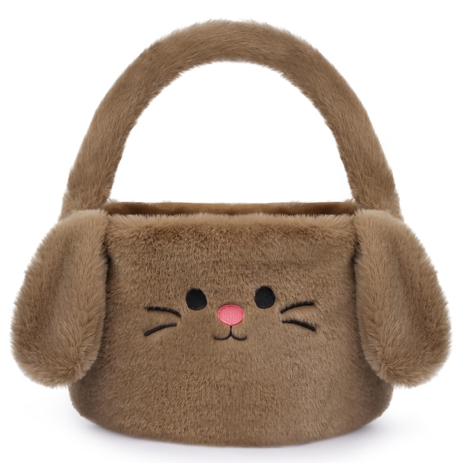 Easter Baskets for Kids - Brown Bunny Easter Basket with Handle, Cute Easter Gift Bags for Boys & Girls - Perfect for Easter Egg Hunt & Gift Storage - Great for Easter Party Favors & Holiday Decorations