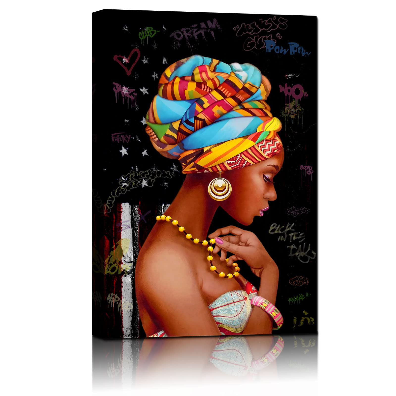 African Queen Wall Art - Framed Black Canvas Decor for Home & Office