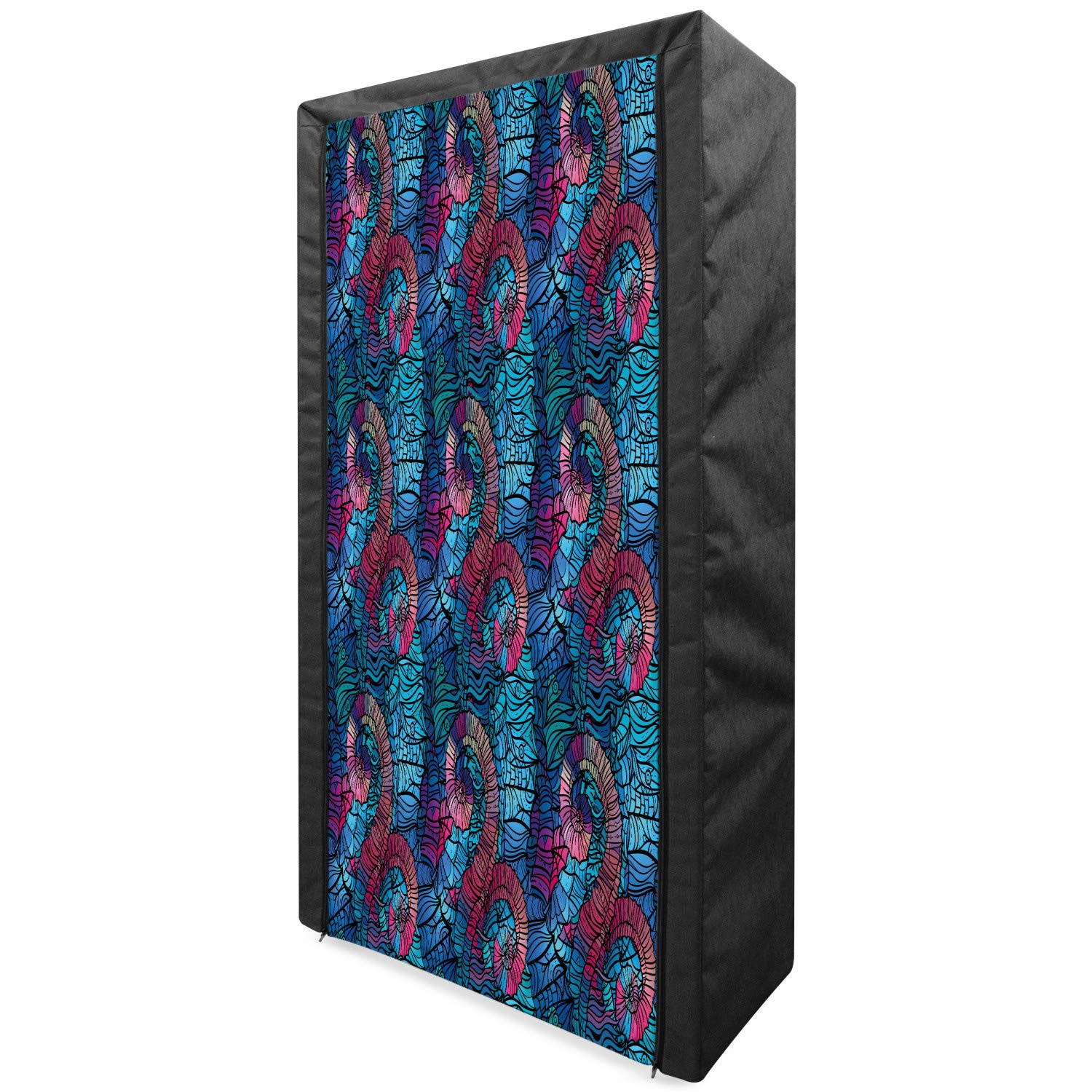 Ambesonne Ombre Portable Fabric Wardrobe - Mosaic Shell Swirls Ocean Deep Sea Art Print, 33.5