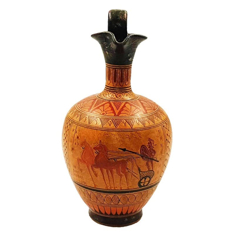 Ancient Greek Style Geometric Pottery Vase - 24cm Handmade Ceramic Jar for Home Decor, Wedding Centerpiece & Gift Idea