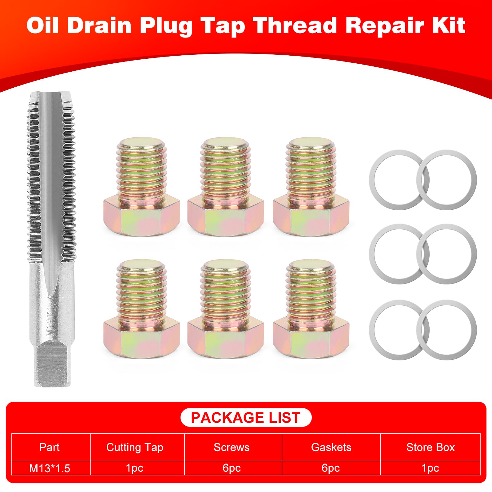 M13 x 1.5MM Oil Drain Plug Thread Repair Kit - Oil Pan Screw Rethreading Tool Set for Automotive Maintenance & Engine Repair (Ideal for DIY Mechanics & Professional Garage Use)