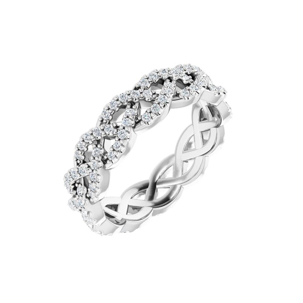 Platinum 1/2 Carat Diamond Infinity Eternity Wedding Band Ring for Women - Size 4.5 - Perfect for Anniversaries, Engagements & Special Occasions