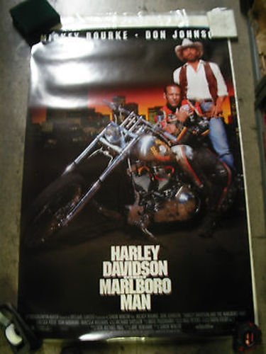 Original Harley Davidson A/T Marlboro Man Movie Poster - Vintage One-Sheet Featuring Mickey Rourke - Perfect for Motorcycle Enthusiasts & Film Memorabilia Collectors - Ideal for Home Theater, Man Cave, or Office Decor