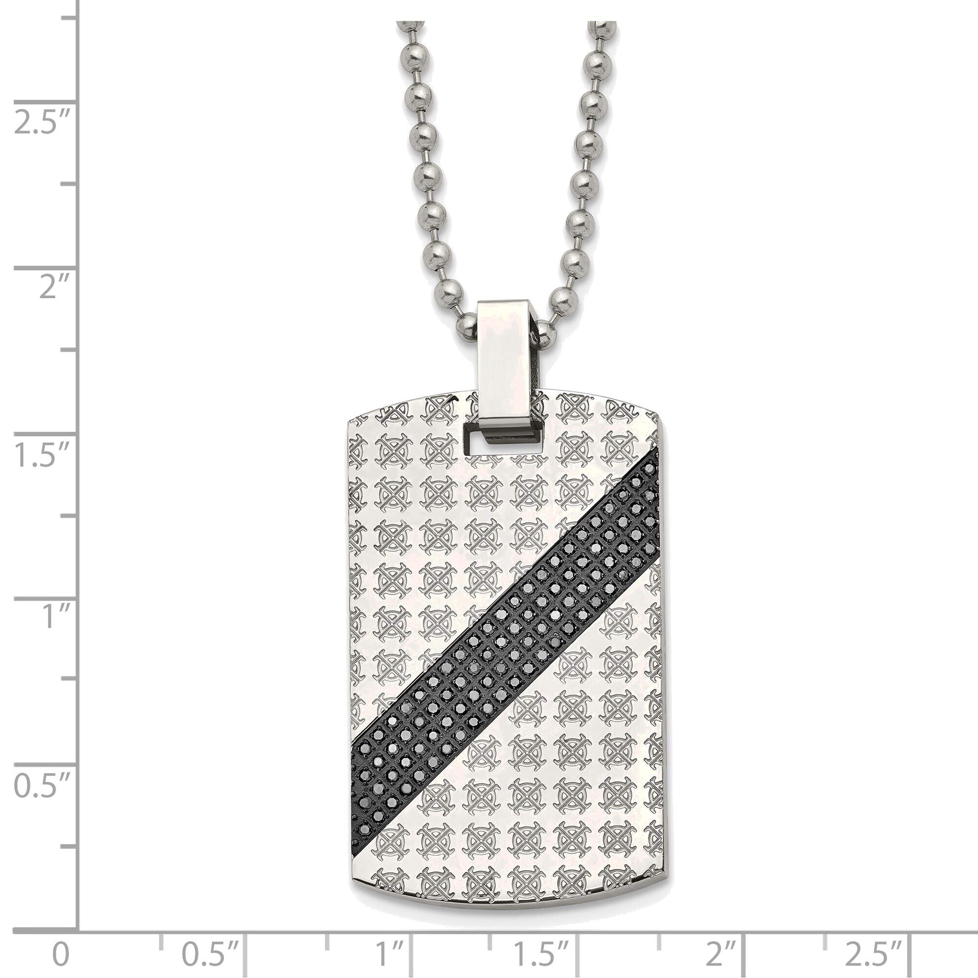 Bonyak Stainless Steel Dog Tag Necklace with 1/2ct tw. Polished Diamonds - Durable Men's Jewelry for Everyday Wear & Special Occasions