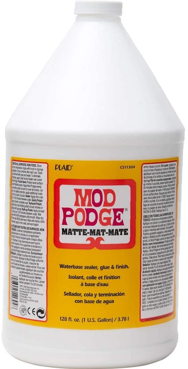 Mod Podge CS11304 Water-Based Sealer, Glue & Decoupage Finish - 128 oz Matte Finish (1 Pack) - Perfect for DIY Crafts, Scrapbooking & Home Decor Projects