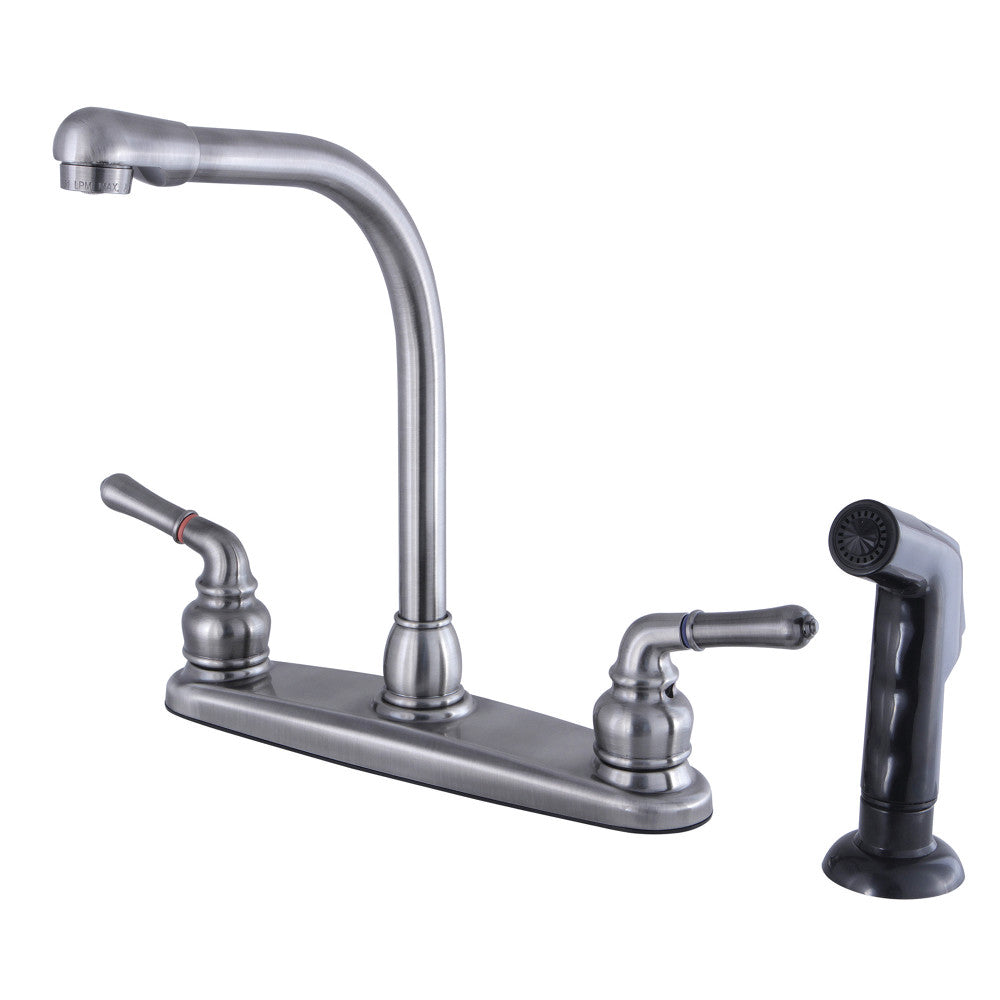 Kingston Brass KB758SP Magellan Centerset Kitchen Faucet - Modern Stainless Steel Sink Faucet with High Arc Spout for Easy Washing, Perfect for Home Kitchen & RV Use