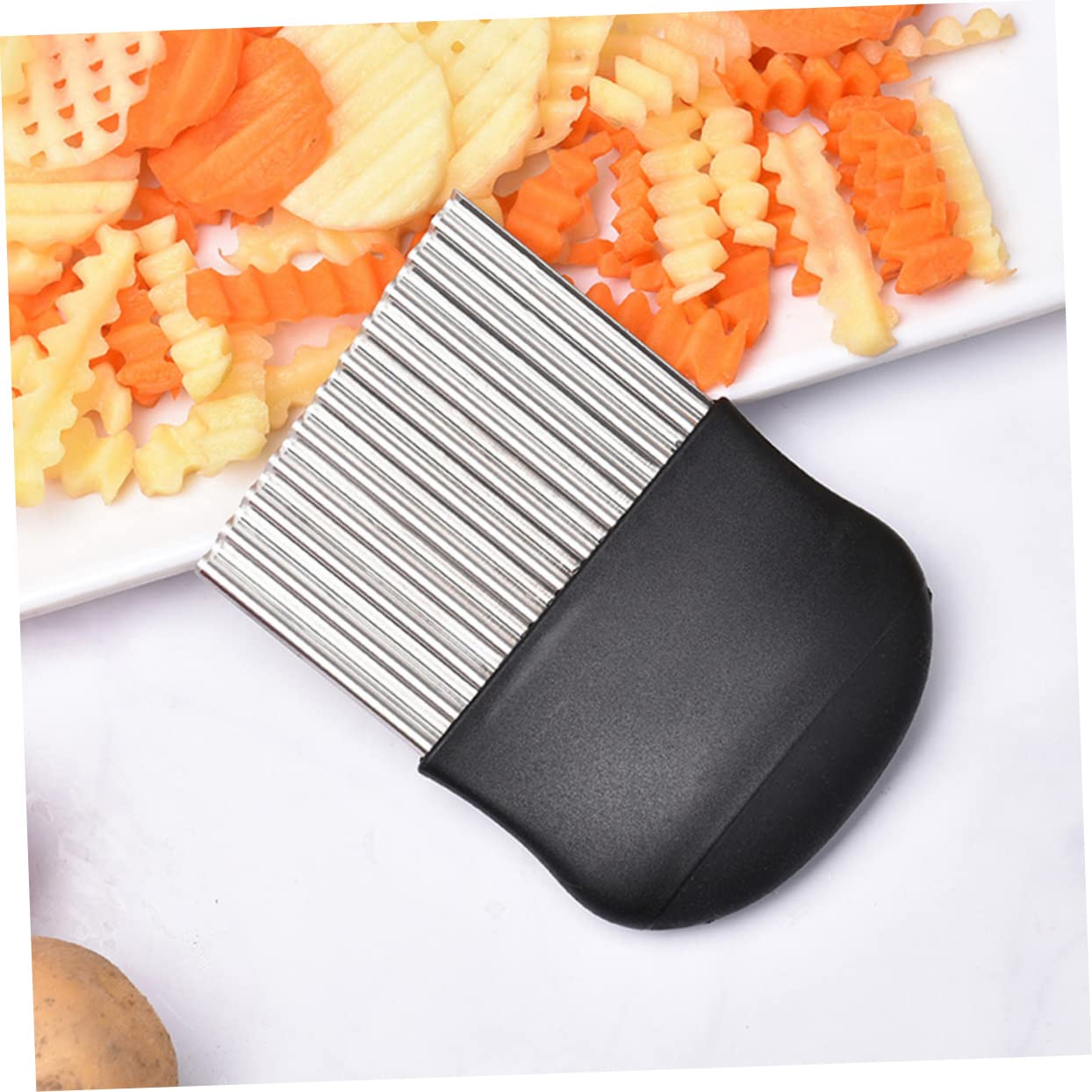 2-Pack Stainless Steel Wavy Potato Cutter - Crinkle Cut French Fry Slicer & Creative Potato Grater for Homemade Chips, Hash Browns, and Baby Food - Perfect for Kitchen, Restaurants, and Meal Prep