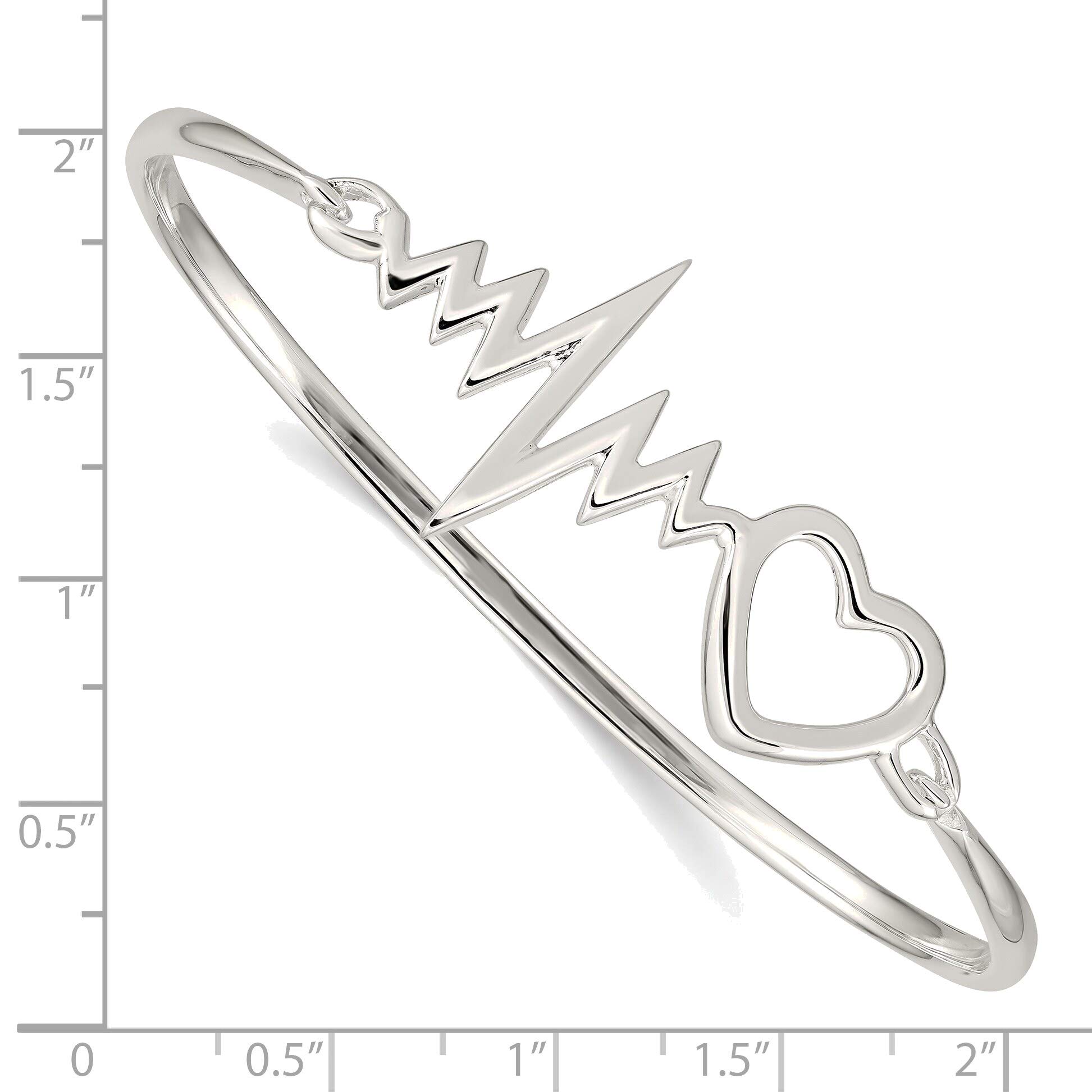 Bonyak Jewelry Sterling Silver Heartbeat Hinged Bangle Bracelet - Elegant Gift for Women, Anniversary, Birthday & Special Occasions