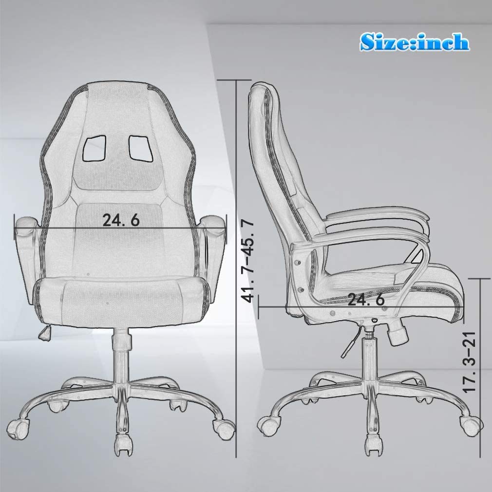 Ergonomic Office Chair - Adjustable Height Computer Gaming Chair with Lumbar Support, Swivel Rolling Executive Leather Desk Chair for Home & Office Workspace - White