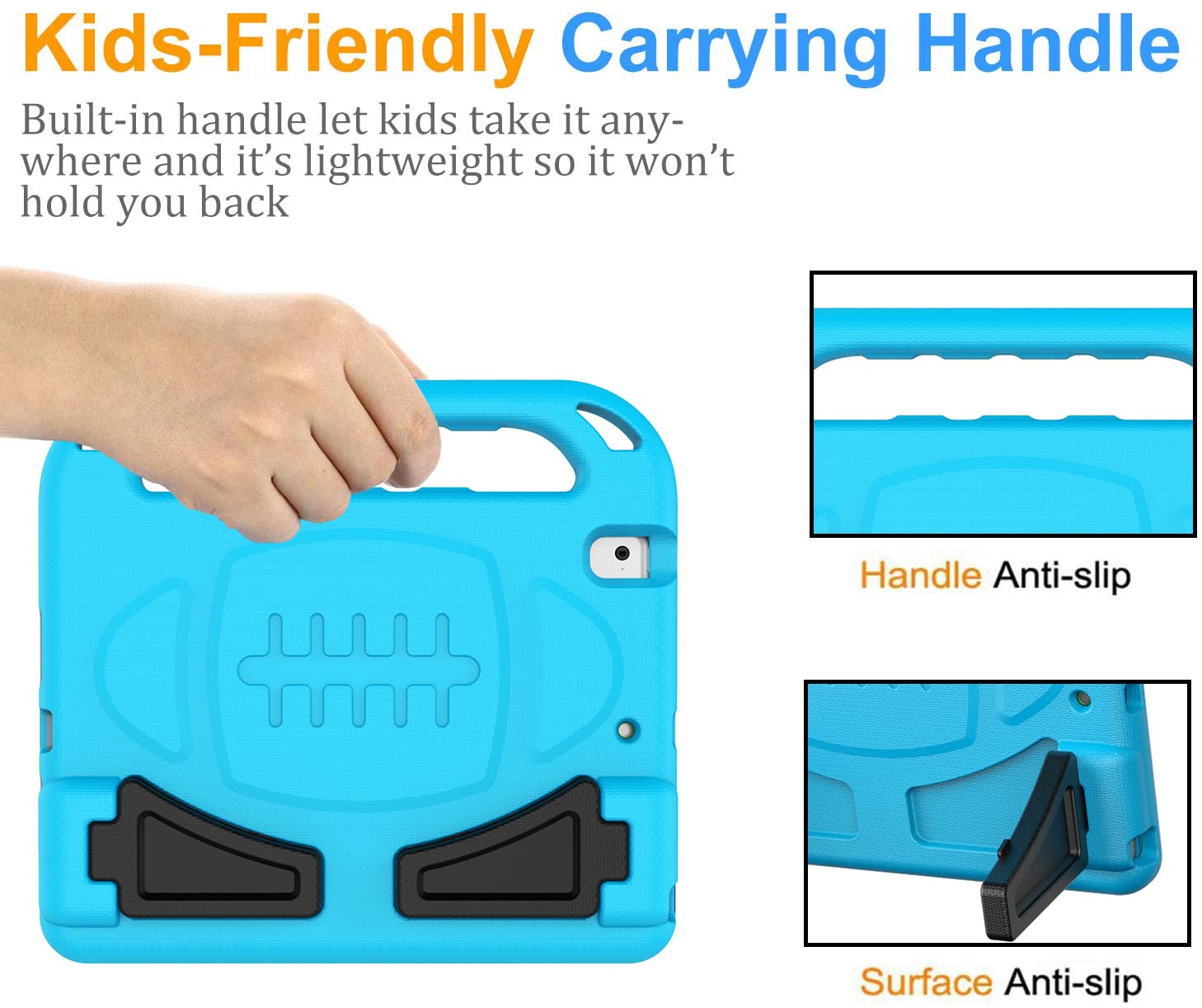BMOUO Shockproof Kids iPad Case for iPad 6th/5th Generation (9.7-inch 2017/2018) & iPad Air 2 - Durable Handle Stand Cover with Screen Protector - Perfect for School, Travel & Home Use - Blue