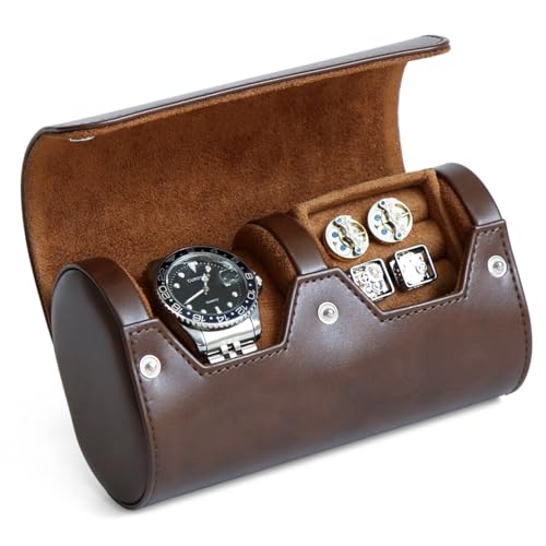 Dark Brown 1 Slot Watch and 1 Slot Cufflink box