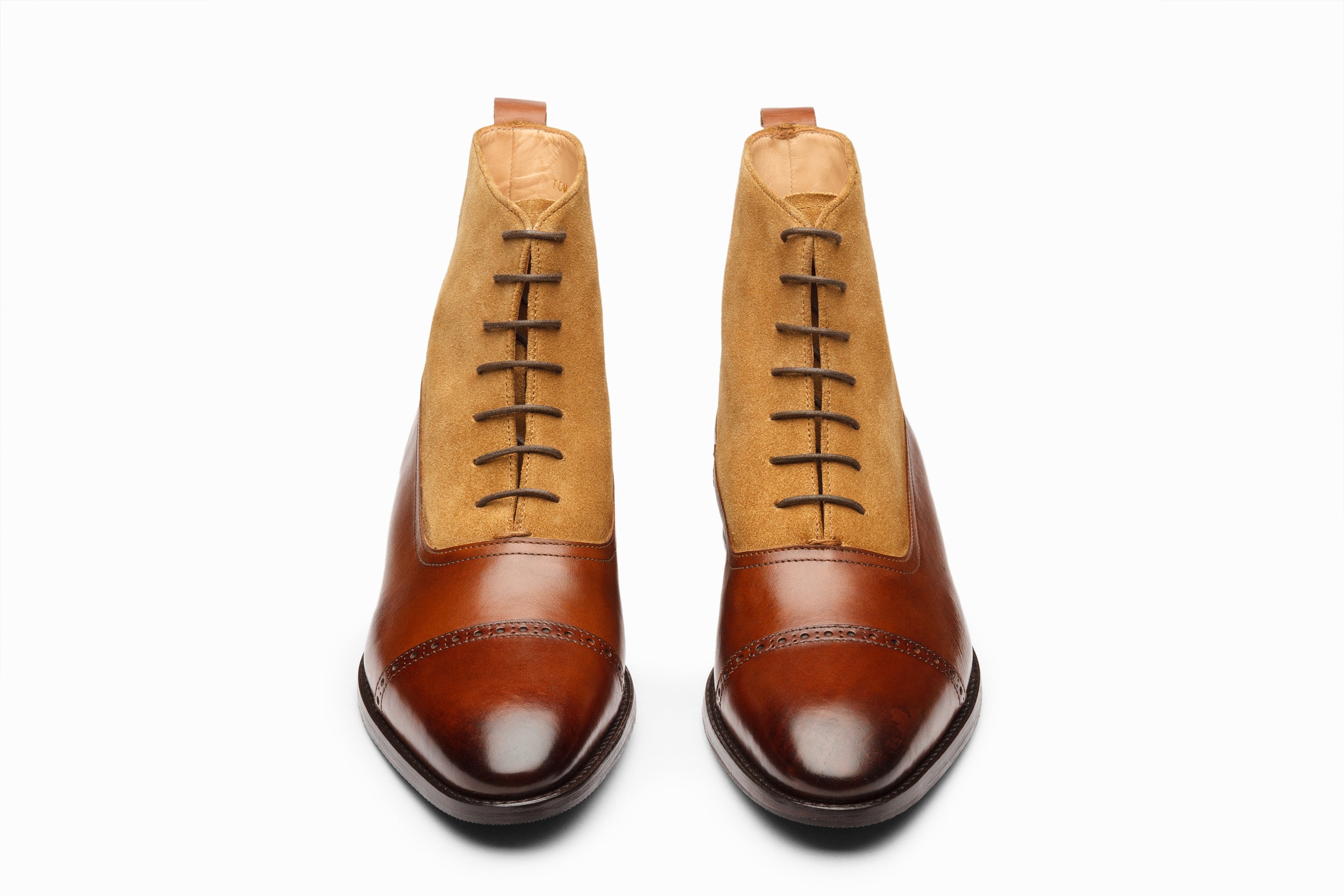 Two Tone Balmoral Leather Boots for Men - Brown & Camel Suede Dress Shoes | Formal & Business Casual Wear | Office, Wedding & Special Occasion Footwear