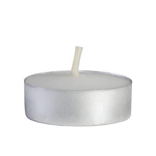 Bulk White Unscented Tea Light Candles - 100 Pack - 4.5 Hour Burn Time - Pressed Wax Travel & Decorative Candles - Perfect for Weddings, Parties, Restaurants & Home Decor - by Ner Mitzvah