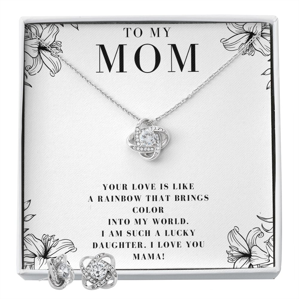 Love Knot Earring & Necklace Set for Mom - Elegant Jewelry Gift for Mother's Day, Wedding, Christmas & Birthday - Perfect for Special Occasions & Everyday Wear